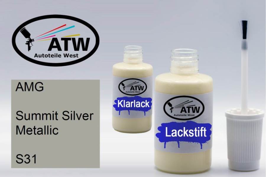 AMG, Summit Silver Metallic, S31: 20ml Lackstift + 20ml Klarlack - Set, von ATW Autoteile West.